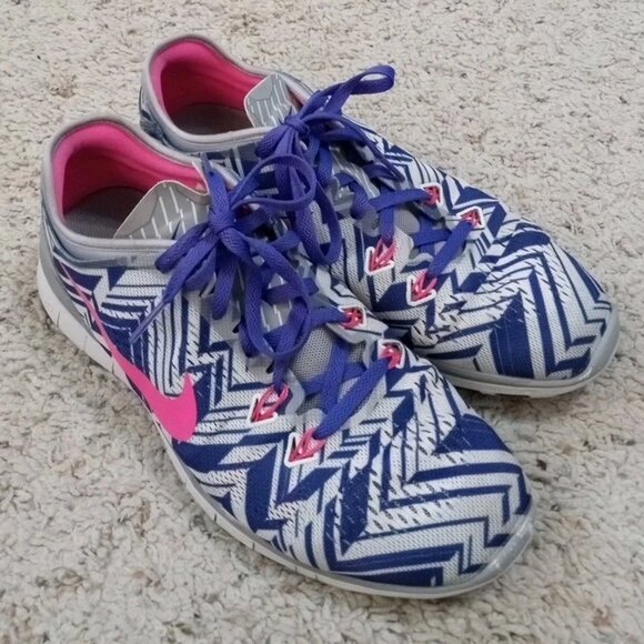 Nike Free 5.0 TR FIT 5 PRT Women’s Purple Geometric Colorful Running Shoes Sz 8 - Picture 1 of 10